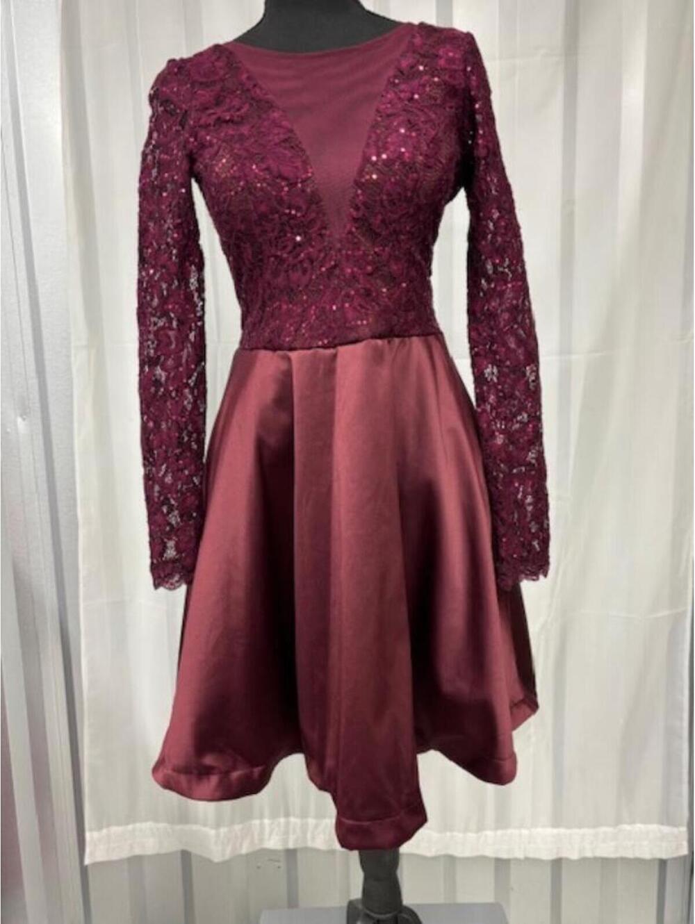 Burgundy Backless Party Dress